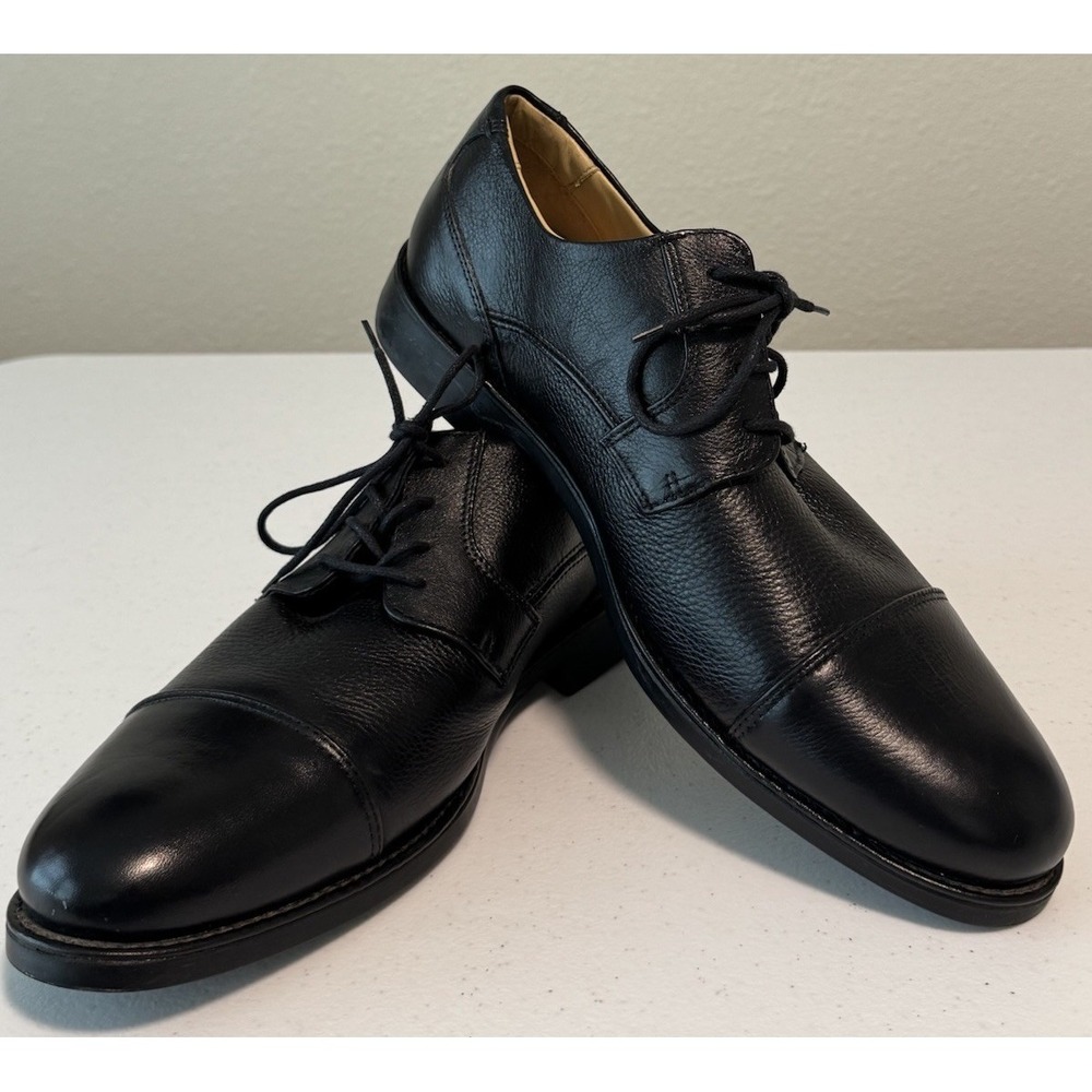 Belvedere Duke Black Leather Cap Toe Dress Shoes Size 11.5 D Office Career